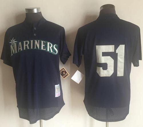 Mitchell And Ness 1995 Mariners #51 Randy Johnson Navy Blue Throwback Stitched MLB Jersey